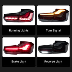 2012-2018 BMW 320i 328i 330i 335i 340i M3 F30 F80 GTS Style LED Tail Lights | Sequential, Plug & Play