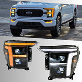 Dual-Projector LED Headlights for 2021-2023 Ford F-150 (XL to Raptor) | Startup Animation, Dual-Color DRL