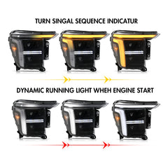Dual-Projector LED Headlights for 2021-2023 Ford F-150 (XL to Raptor) | Startup Animation, Dual-Color DRL