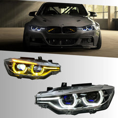 Full LED Angel Eyes Headlights for BMW 3 Series F30/F31 320i-340i (2012-2018) | Dual-Color DRL, Plug & Play