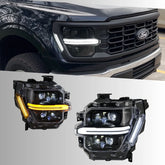 Full LED Headlight Assembly for 2024-2025 Ford F-150 XL / XLT / STX | Dual Projectors, Switchback DRL, Plug & Play
