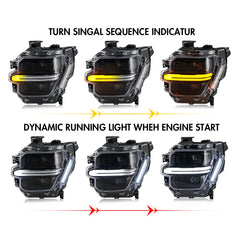 Voll-LED-Scheinwerfer für 2024-2025 Ford F-150 XL/XLT/STX | Doppelprojektor & Switchback-DRL