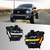Full LED Headlight Assembly for 2024-2025 Ford F-150 XL / XLT / STX | Quad Projectors, Switchback DRL, Plug & Play