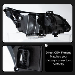 Full LED Headlights for 2004-2010 BMW 5 Series E60/E61 | Blue Eyebrow, Dual-Color Fang DRL, Plug & Play