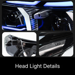 Full LED Headlights for 2004-2010 BMW 5 Series E60/E61 | Blue Eyebrow, Dual-Color Fang DRL, Plug & Play