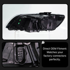 Full LED Headlights for 2007-2015 Audi Q7 4L | RS-Style, Start-Up Animation, White DRL, Plug & Play
