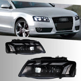 Full LED Headlights for 2008-2012 Audi A5 S5 8T 8F Pre-Facelift | RS-Style Start-Up Animation, White DRL