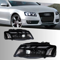 Full LED Headlights for 2008-2012 Audi A5 S5 8T 8F Pre-Facelift | RS-Style Start-Up Animation, White DRL