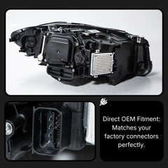 Full LED Headlights for 2011-2013 BMW 5 Series F10 Pre-LCI | G-Style Dual-Color Fang DRL, Plug & Play