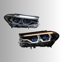 Full LED Headlights for 2017-2020 BMW 5 Series G30 Pre-LCI | Angel Eyes Style, Dual-Color DRL, Plug & Play