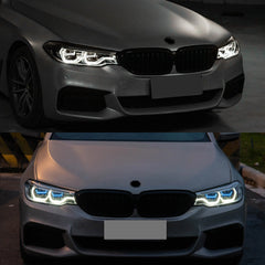 Full LED Headlights for 2017-2020 BMW 5 Series G30 Pre-LCI | Angel Eyes Style, Dual-Color DRL, Plug & Play