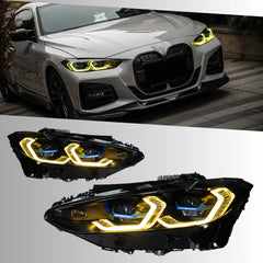 Full LED Headlights for 2021+ BMW 4 Series G22 & M4 G82 | Tri-Color DRL, Sequential Signals