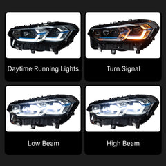Full LED Headlights for 2022-2024 BMW X3 G01 LCI | Dual-Color DRL, Sequential Signals, Plug & Play