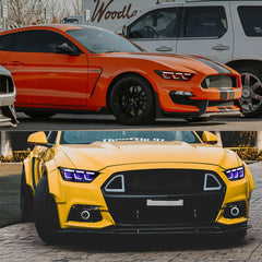 Full LED RGB Headlights for 2015-2017 Ford Mustang S550 | RGB DRL, Sequential Turn Signals, Plug & Play