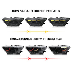 Full LED RGB Headlights for 2015-2017 Ford Mustang S550 | RGB DRL, Sequential Turn Signals, Plug & Play