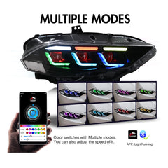 Full LED RGB Headlights for 2018-2022 Ford Mustang S550 | RGB DRL, Sequential Turn Signals, Plug & Play