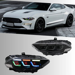 Full LED RGB Headlights for 2018-2022 Ford Mustang S550 | RGB DRL, Sequential Turn Signals, Plug & Play