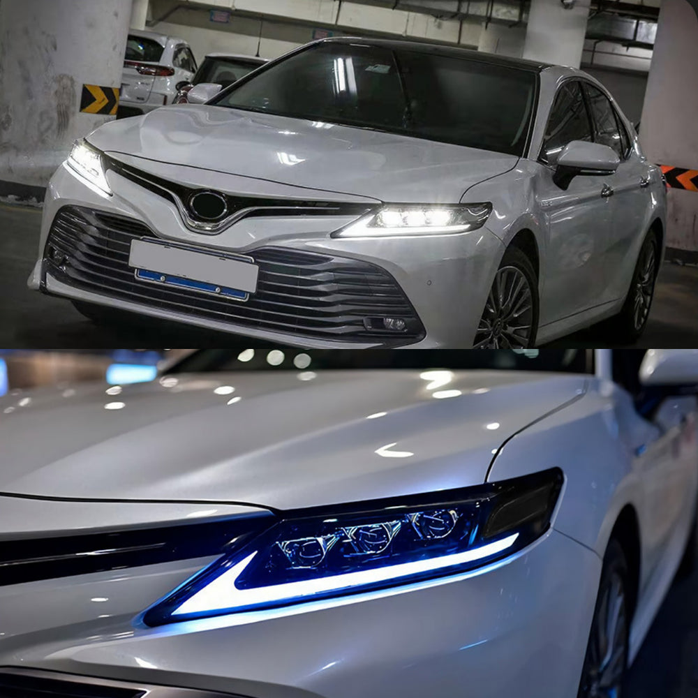 FullLEDTripleProjectorHeadlightsforToyotaCamry_2018-2023_WhiteDRLandDynamicSignals_1 - NOXBEAM