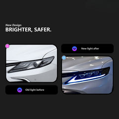 FullLEDTripleProjectorHeadlightsforToyotaCamry_2018-2023_WhiteDRLandDynamicSignals_4 - NOXBEAM