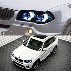 LED Headlights for 2007-2010 BMW X3 E83 LCI |Arrow-Style, Dual-Color DRL, Plug & Play