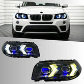 LED Headlights for 2007-2010 BMW X3 E83 LCI |Arrow-Style, Dual-Color DRL, Plug & Play