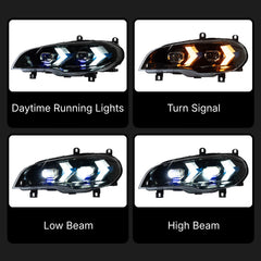 LED Headlights for 2007-2013 BMW X5 E70 | Dual-Color DRL, Arrow-Style, Plug & Play