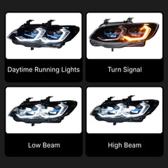 LED Headlights for 2011-2013 BMW 3 Series E92 E93 LCI | Dual-Color DRL, LED Turn Signals, Plug & Play