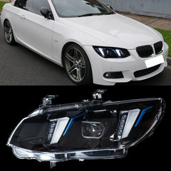 LED Headlights for 2011-2013 BMW 3 Series E92/E93 LCI | G-Style Dual-Color Fang DRL, Plug & Play