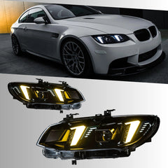 LED Headlights for 2011-2013 BMW 3 Series E92/E93 LCI | G-Style Dual-Color Fang DRL, Plug & Play