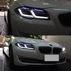 LED Headlights for 2011-2013 BMW 5 Series F10 Pre-LCI (OE Xenon Non-Adaptive) | Dual-Color Switchback DRL, Plug & Play