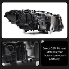 LED Headlights for 2011-2013 BMW 5 Series F10 Pre-LCI (OE Xenon Non-Adaptive) | Dual-Color Switchback DRL, Plug & Play