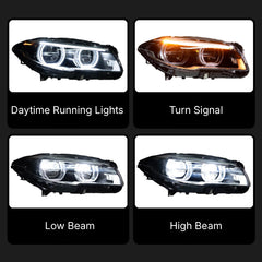 LED-Scheinwerfer für 2011-2017 BMW 5er F10 | Zweifarbige Angel Eyes