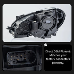 LED Headlights for 2012-2014 Mercedes W204 Facelift C250 C300 C350 | Start-Up Animation, Plug & Play