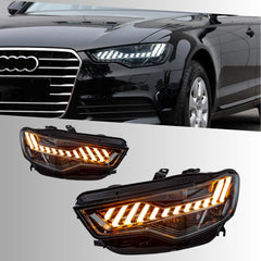 LED Headlights for 2012-2015 Audi A6 C7 Pre-Facelift | RS-Style, Start-Up Animation, White DRL, Plug & Play