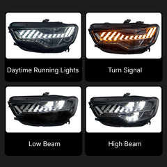 LED Headlights for 2012-2015 Audi A6 C7 Pre-Facelift | RS-Style, Start-Up Animation, White DRL, Plug & Play