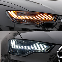 LED Headlights for 2012-2015 Audi A6 C7 Pre-Facelift | RS-Style, Start-Up Animation, White DRL, Plug & Play