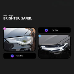 LED Headlights for 2012-2015 Audi A6 C7 Pre-Facelift | Start-Up Animation, White DRL, Plug & Play