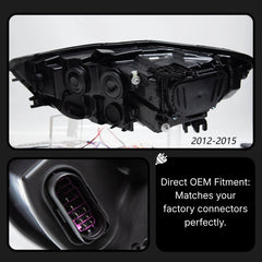 LED Headlights for 2012-2018 Audi A6 C7 C7.5 | 5-Stripe DRL, Bi-LED Projector, Sequential Turn Signal, Start-Up Animation, Plug & Play Upgrade