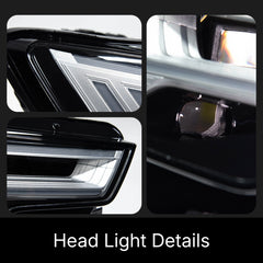 LED Headlights for 2012-2018 Audi A6 C7 C7.5 | 5-Stripe DRL, Bi-LED Projector, Sequential Turn Signal, Start-Up Animation, Plug & Play Upgrade