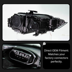LED Headlights for 2013-2016 Audi A4 B8.5 Facelift (Non-Adaptive) | RS-Style, Start-Up Animation, White DRL, Plug & Play