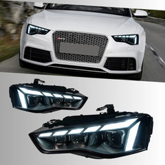 LED Headlights for 2013-2017 Audi A5 S5 8T 8F Facelift | RS-Style Start-Up Animation, White DRL, Plug & Play