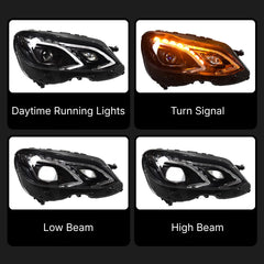 LED Headlights for 2014-2016 Mercedes W212 Facelift E350 E400 E550 | White DRL, Plug & Play