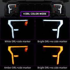 LED Headlights for 2015-2020 Ford F-150 (XL to Raptor) | Startup Animation, Dual-Color DRL