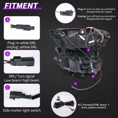 LED Headlights for 2015-2020 Ford F-150 (XL to Raptor) | Startup Animation, Dual-Color DRL