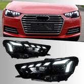 LED Headlights for 2017-2019 Audi A4 8W B9 Pre-Facelift | RS-Style, Start-Up Animation, White DRL, Plug & Play