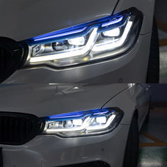 LED Headlights for 2017-2020 BMW 5 Series G30 Pre-LCI | Dual Blue Eyebrow, Dual-Color DRL, Plug & Play