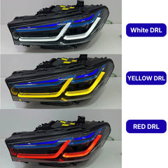 LED Headlights for 2021-2023 BMW 5 Series G30 Pre-LCI | Dual Blue Eyebrow, Tri-Color DRL, Plug & Play