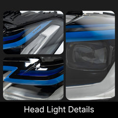 LED Headlights for 2021-2023 BMW 5 Series G30 Pre-LCI | Dual Blue Eyebrow, Tri-Color DRL, Plug & Play