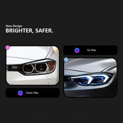 LED Headlights for BMW 3 Series F30/F31 (2012-2018) | 2023+ LCI Style With DRL, Plug & Play