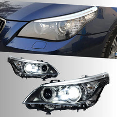 LED Headlights for BMW 5 Series E60/E61 525i-550i (2004-2010) | Angel Eyes, White DRL, Plug & Play